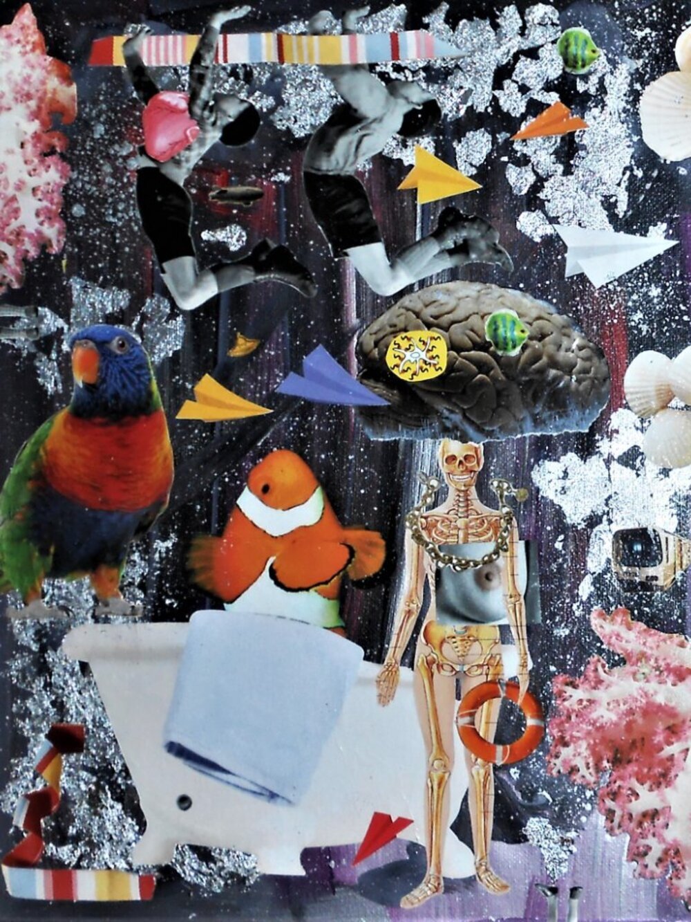 Original & unique collage on a 11 X 14 X 1/2 canvas